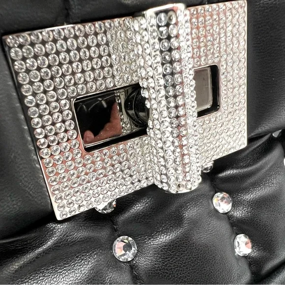 Tom Ford Black Leather Purse Studded Sequin Chain Link Shoulder Bag - Picture 7 of 16